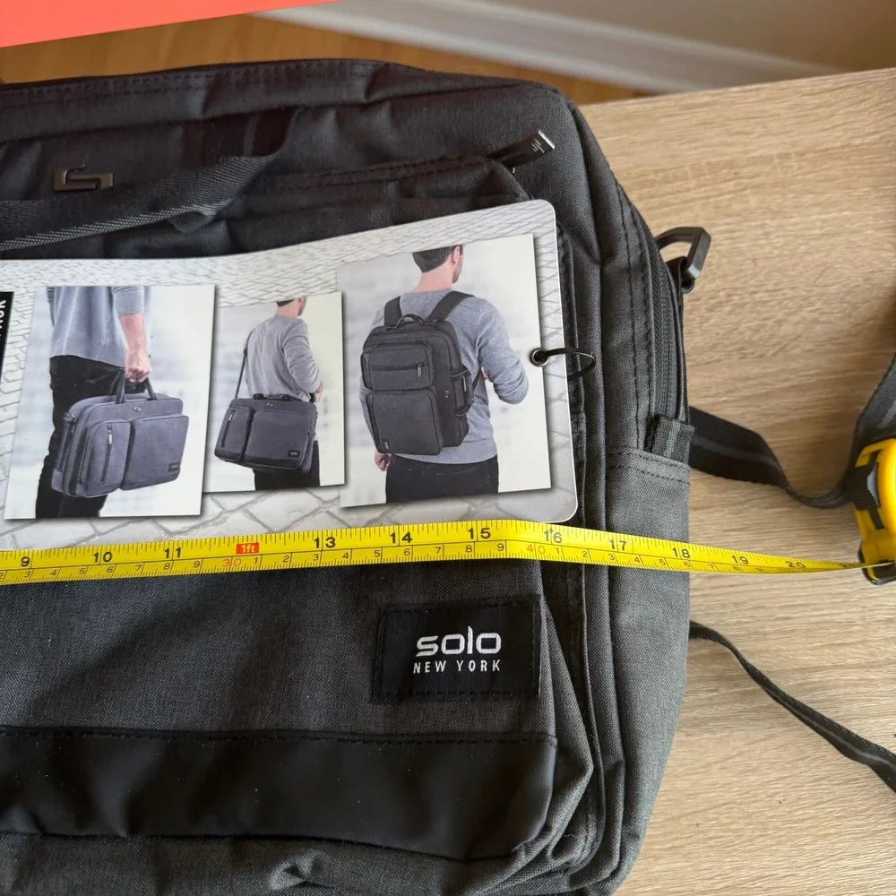 Solo New York Duane Hybrid Briefcase Backpack Grey 15.6 Laptop Bag UBN310-10 NEW